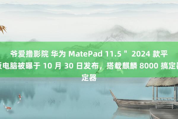 爷爱撸影院 华为 MatePad 11.5＂ 2024 款平板电脑被曝于 10 月 30 日发布，搭载麒麟 8000 搞定器