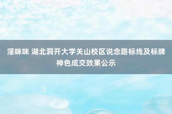 淫咪咪 湖北洞开大学关山校区说念路标线及标牌神色成交效果公示