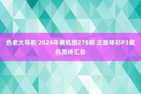 色老大导航 2024年藏机图278期 正版体彩P3藏机图诗汇总